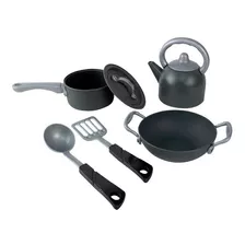 Kit Cozinha Metálico Brinquedo Infantil 12 Peças - Etitoys Cor Cinza