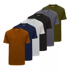 6 Camiseta Básica Masculina Camisa Lisa Cores Algodão