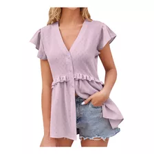 Camiseta Feminina Com Cintura Dobrada E Manga Peplum