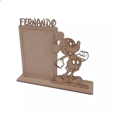 14 Porta Retrato Mickey Minnie Nome Enfeite Decorativo Mdf