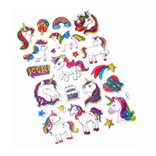 Cartela Stickers Adesivos Alto Relevo Com Glitter Unicórnio Cor Coloridos