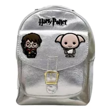 Mochila Harry Potter Para Niña O Adolescente Color Plateado Diseño De La Tela Liso