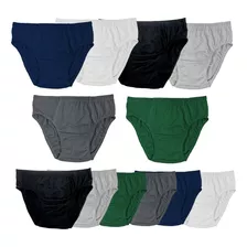 Kit 12 Cuecas Slip Algodão Masculino Adulto Tradicional