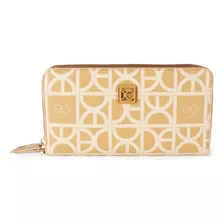 Cartera Cloe Grande Para Mujer Múltiples Compartimentos Color Ocre