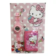 Reloj + Billetera Con Abrojo Personaje Hello Kitty Juguetes