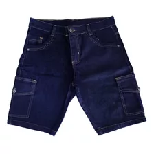 Bermuda Cargo Jeans Masculina Short C/ 6 Bolso Extra Grande