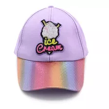 Gorra Trendy Visera Curva Con Lentejuelas Niñas Urbana Paseo