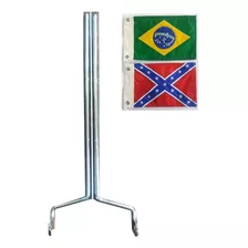 Par Haste Bandeira Moto Custom 2 Bandeira Brasil / Confedera