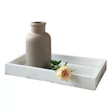 Bandeja Organizador De Madera Mdf Color Blanco Mini Larga