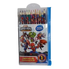 Lapices De Colores X12 Marvel Con Estuche Tapimovil -