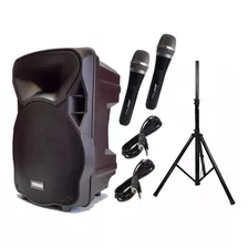 Parlante Karaoke Bluetooth 15 + Tripode Acero + 2 Microfonos