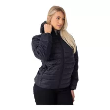 Jaqueta Feminina Puffer Bobojaco Capuz Com Nylon Impermeável