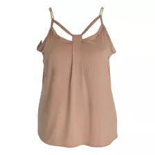 Blusinha Feminina Regata Alcinha Detalhe Dourado Plus Size