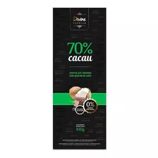 Chocolate Amargo 70% Divine Açúcar Côco 10 Barras 100g Premi