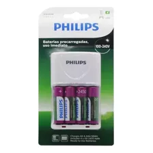 Cargador De Pilas Philips + 4 Pilas Recargables, Nuevo!!!