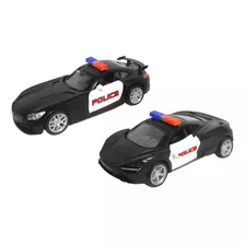 Kit 2 Carrinhos De Polícia De Ferro Ferrari E Mercedes 1:32