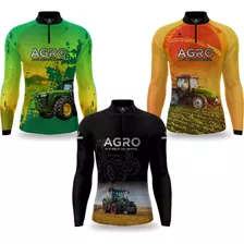 Kit 3 Camisas Agricultura Agro Trator Proteção Solar Uv50