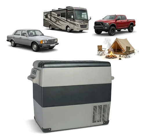 Geladeira Portatil 110v 220v 12v 24v Caminhao Camping Carro Motorhome Quadrivolt Automotiva Freezer Caixa Termica Compressor Digital Viagem Pesca Quadriciclo Van Trailer Offroad Rodas Bivolt 55 Litros