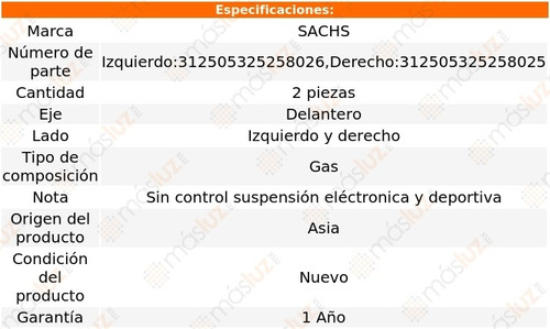 Jgo Amortiguadores Gas Del Volkswagen Touareg 03/10 Sachs Foto 2