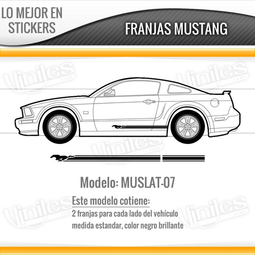 Par De Stickers, Viniles Franjas Laterales Para Ford Mustang Foto 8
