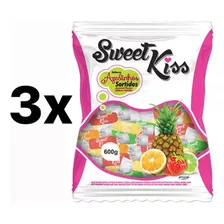 Kit C/ 3 Bala De Frutas Sweet Kiss Freegells Azedinhas 600g
