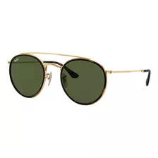 Ray-ban Round Double Bridge Rb3647n - Green - Cristal - Clásica - Polished Gold - Metal - Polished Gold - Metal - Standard