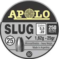 Chumbos Apolo Slug 5,5 Mm 250 Unidades 25 Grains Bentancor