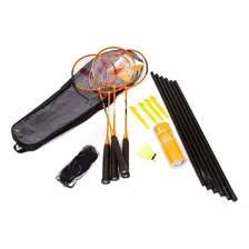 Kit Badminton Vollo 4 Raquetes + 3 Petecas + Rede + Bolsa