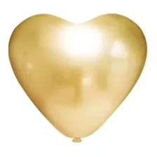 Bexiga Coração Platino Metalizado Nº 10 Ouro - 25 Unid