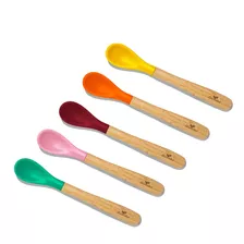 Avanchy Juego De Cucharas De Bambu Y Silicona Para Bebes, Ut