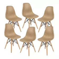 Cadeira De Jantar Decorshop Charles Eames Dkr Eiffel, Estrutura De Cor Nude, 6 Unidades