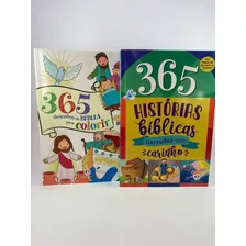 Kit 2 Livros Infantis Bíblicos Devocionais ,365 Desenhos Para Colorir Da Bíblia E 365 Histórias Bíblicas Ilustradas Ciranda Cultural