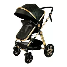 Carrinho De Bebê De Paseio Club Baby Golden Preto Com Chassi De Cor Dourado