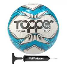 Bola Futsal Topper Slick Fusionada Oficial + Bomba De Ar