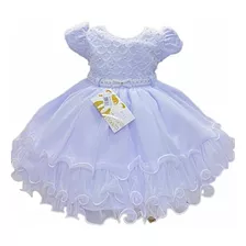 Vestido Branco Infantil Batizado Bebe Super Luxo Tam P Ao G