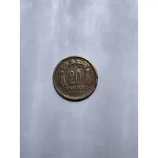 Moneda De Cobre De 20 Centavos Chilenos Del Año 1943