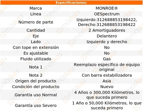 Kit 2 Amortiguadores Del Gas Oespectrum Gol 09/13 Foto 3