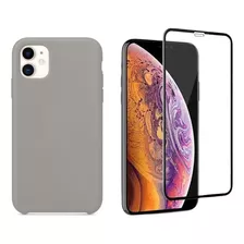 Capa Capinha Silicone Case Aveludada Para iPhone 11 + Pel 3d