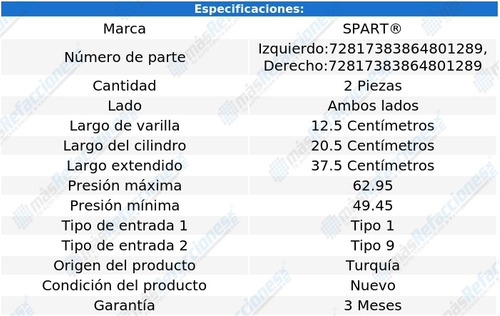 Par De Amortiguadores Cofre Koleos De 2016 A 2020 Spart Foto 2