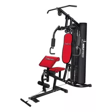 Multigimnasio 75kg C/estruct. P/lingotera World Fitness 7116 Estructura Negro Tapizado Rojo