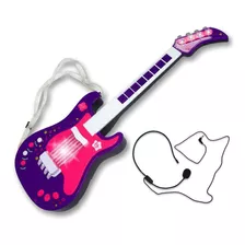 Guitarra Infantil Eletrônica Infantil Com Mixagem Roxo Unik