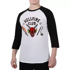 Polera Hellfire Club Manga Raglan 3/4 Stranger Things