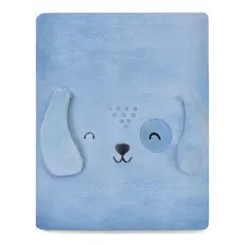 Cobertor Manta Microfibra Bebe Com Orelinha Bichos Papi Cor Azul