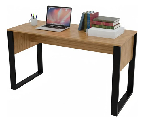 Escrivaninha Mesa De Escritório 136 Cm Amêndoa/preto