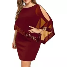 Vestido Midi De Mujer Elegante Irregular Con Lentejuelas Er