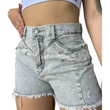 Las Locas - Short Gray Karev Hilo Cobre - Rigido - Roturas