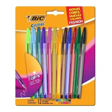 Caneta Esferográfica Bic Cristal Fashion 12 Cores 