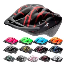 Capacete Ptk De Ciclismo Ciclista Adulto Ajustavel Bike Mtb Cor Preto/vermelho Tamanho 56-62