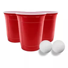 Kit 25 Copo Americano Beer Pong 440ml Red Cup + 2 Bolinhas