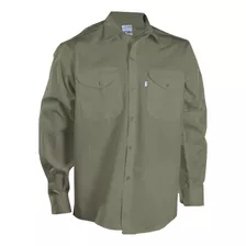 Camisa Ombu Mangas Cortas Verde Y Beige